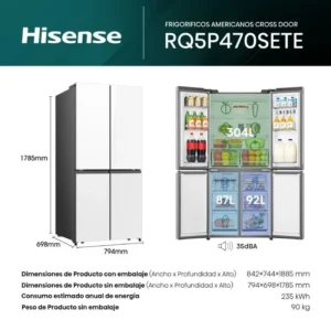 Frigorifero americano Hisense RQ5P470SETE 483 litri No Frost classe E