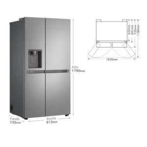 Frigorifero americano LG GSLC41PYPE 179×91 638L inox con dispenser acqua