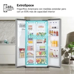 Frigorifero americano LG GSLC41PYPE 179×91 638L inox con dispenser acqua
