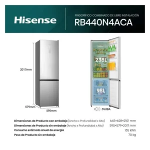 Frigorifero combinato Hisense RB440N4ACA 201,7 cm 336 litri inox