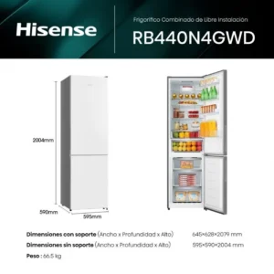 Frigorifero combinato Hisense RB440N4GWD 201×60 No Frost bianco cristallo classe D