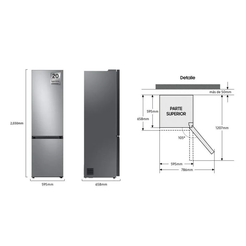 Frigorifero combinato Samsung RB38C7B6AS9/EF 203×60 No Frost inox classe A