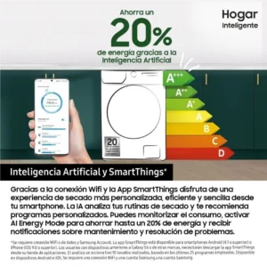 Asciugatrice Samsung DV90DG52A0AEC 9 kg a pompa di calore bianca con Wi-Fi