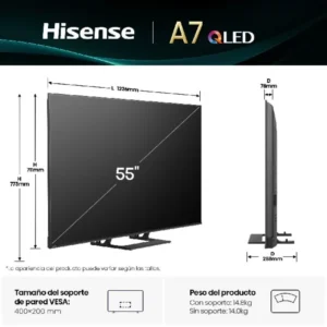 Televisore Hisense 55" 55A7Q UHD QLED Smart TV HDR10+