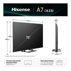 Televisore Hisense 75" 75A7Q UHD QLED Smart TV HDR10+