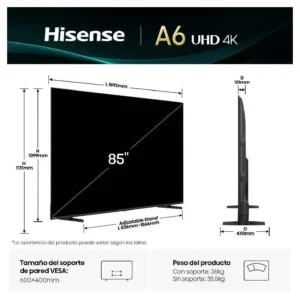 televisore Hisense 85″ 85A6Q UHD Smart TV Dolby Vision DTS:X