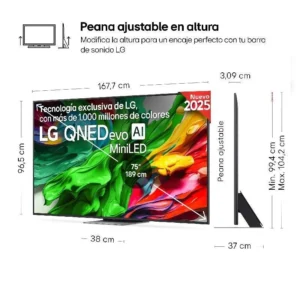 Televisore LG 75" 75QNED87A6B UHD QNED Evo MiniLED α8
