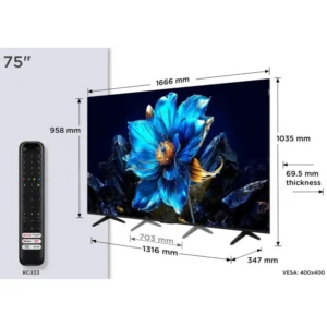 televisore TCL 75" 75P7K UHD QLED Google TV Dolby Atmos