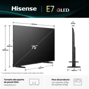 TV Hisense 75E7Q 75" QLED UHD Smart TV Dolby Atmos
