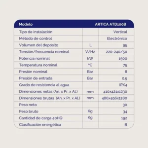 Scaldabagno elettrico Artica ATD100B digitale 100 litri classe B