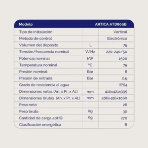 Scaldabagno elettrico Artica ATD800B digitale 80 litri classe B